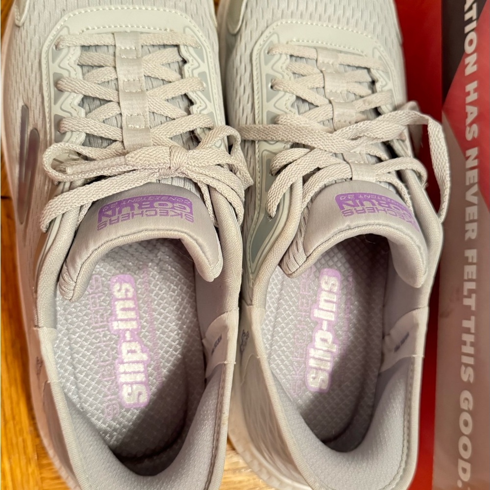 Skechers Slip Ins Athletic Running Shoes Women’s 10 Gray Air Cooled Memory Foam - Picture 10 of 13